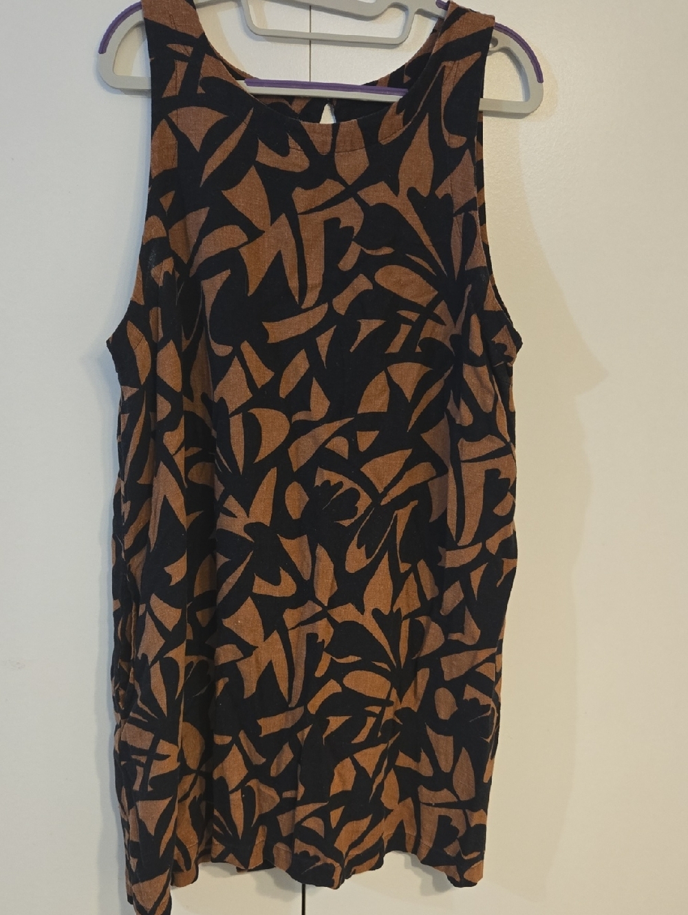 A New Day XL Sleeveless  Dress in Black & Brown Abstract Print